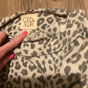 Chaser Cream and Gray Animal Print Top